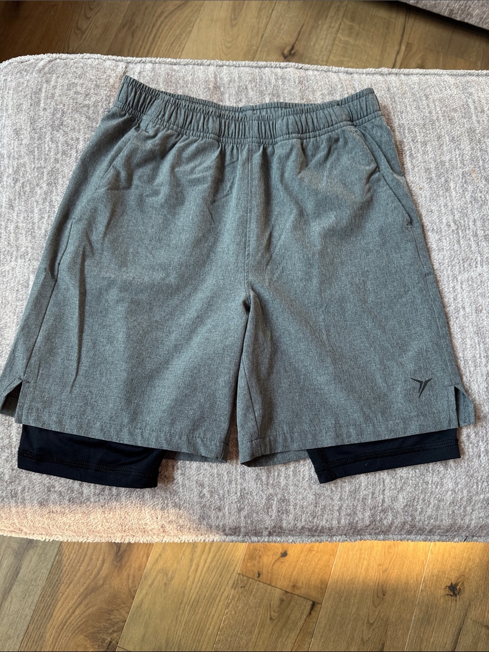 Old Navy Active Boys Lined Shorts Leggings Gray Black Large 10/12